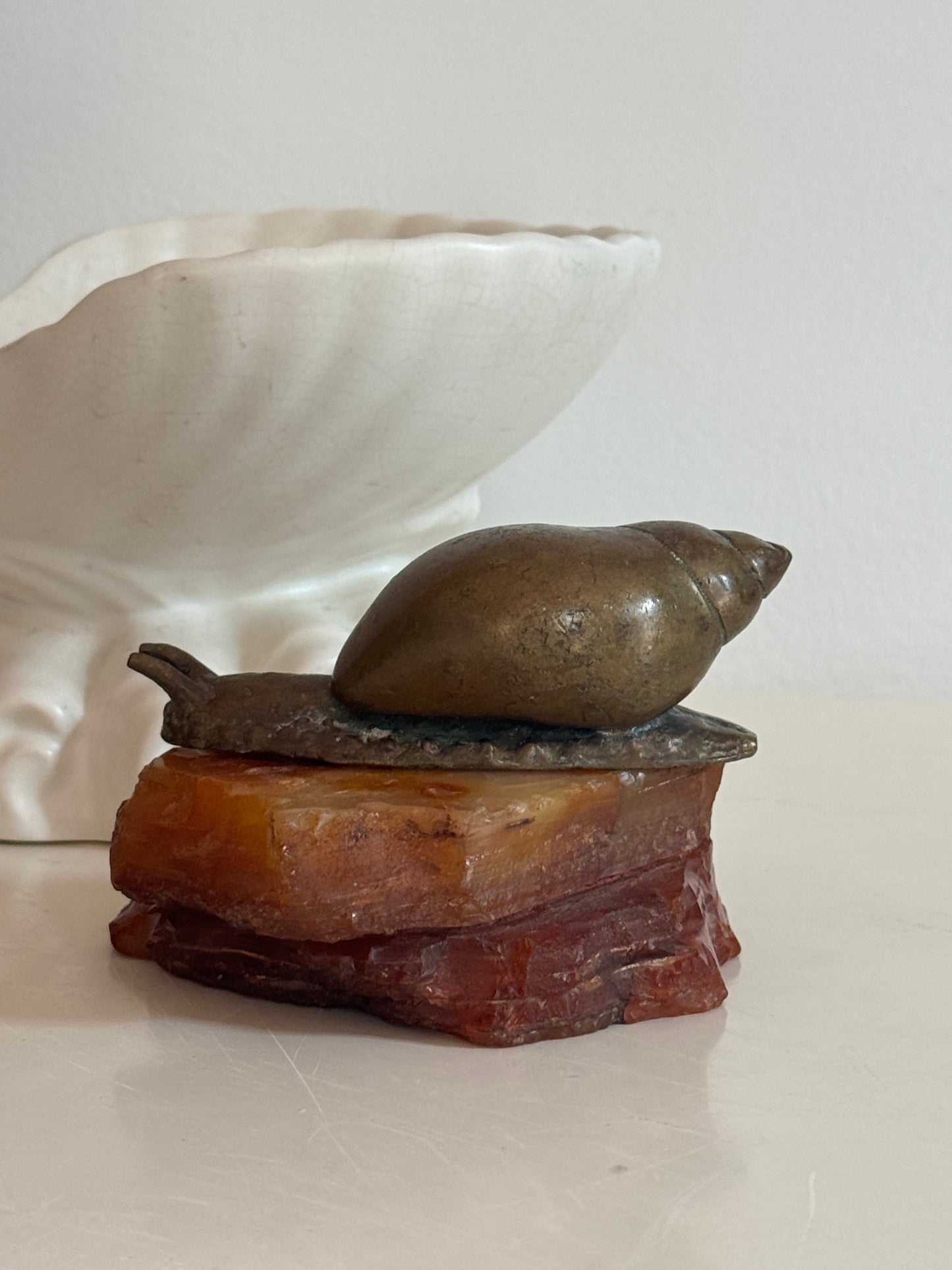 Brass Snail with Carnelian Base