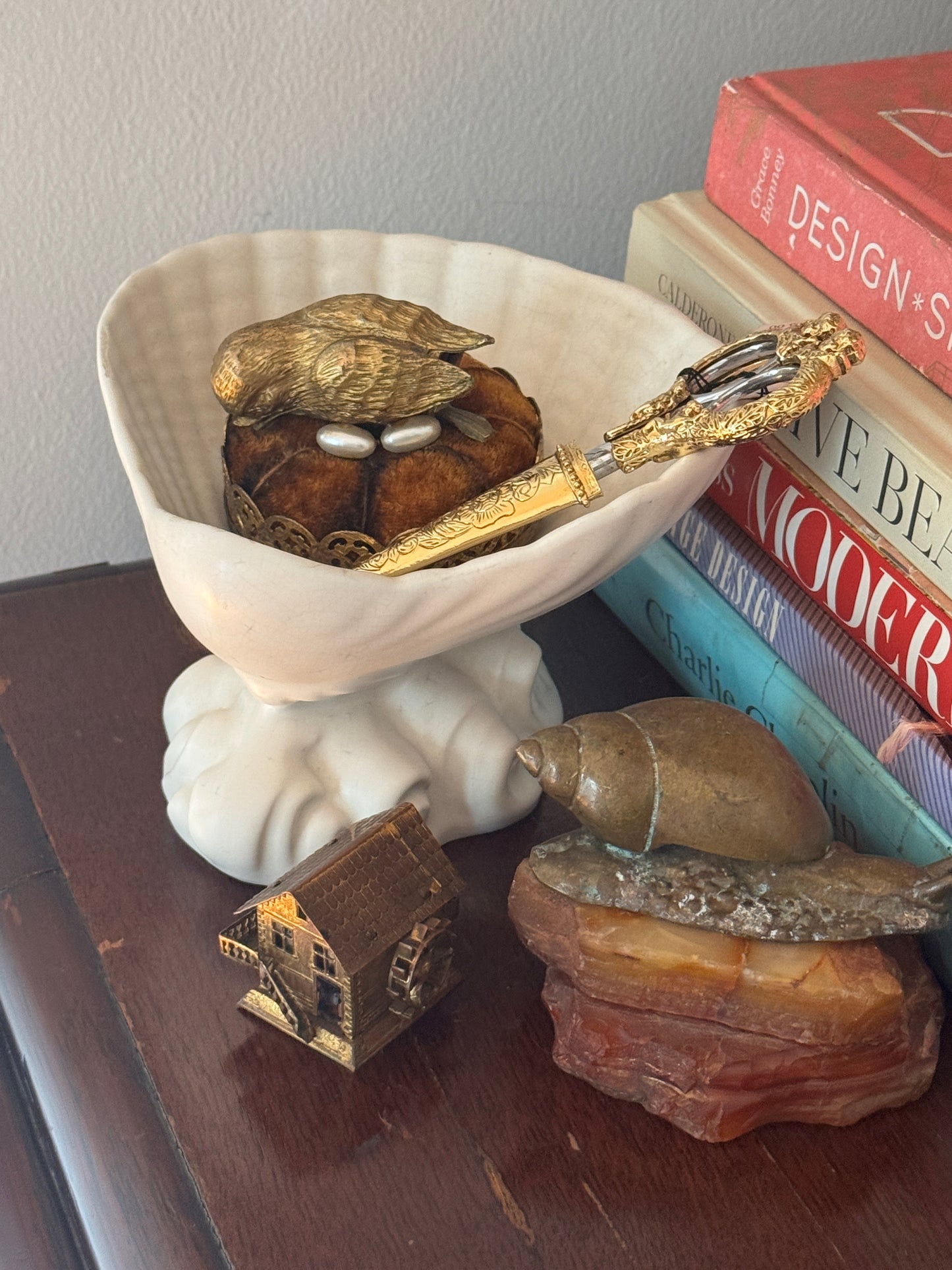 Bird on Nest Vintage Pin Cushion (Brass)